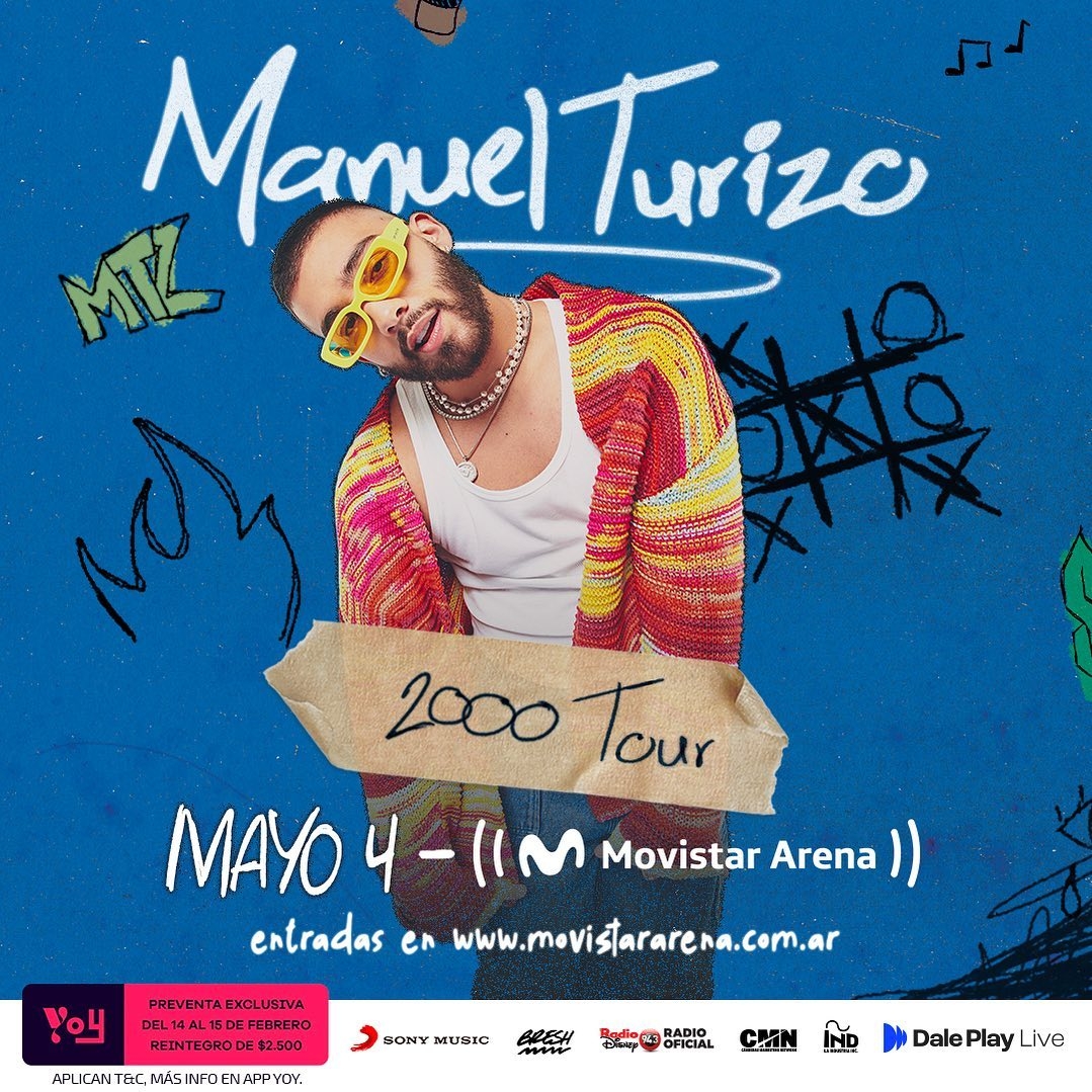Manuel Turizo llega a la Argentina con su 2000 Tour