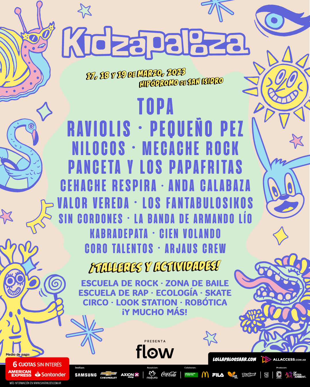 Lollapalooza Argentina confirma el lineup de Kidzapalooza para su pr&oacute;xima edici&oacute;n con Topa, Raviolis y Peque&ntilde;o Pez como algunos de los protagonistas