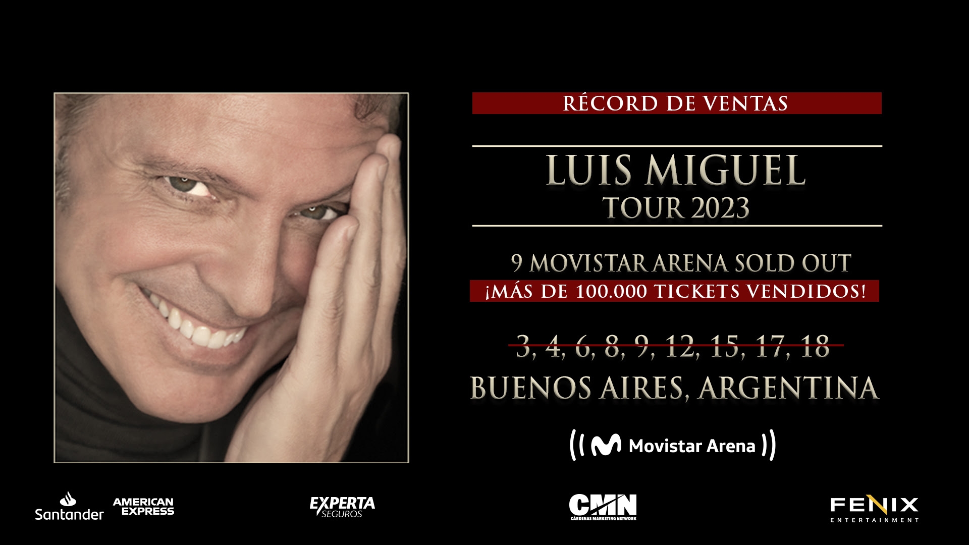 LUIS MIGUEL R&Eacute;CORD ABSOLUTO: MAS DE 100.000 TICKETS VENDIDOS EN MENOS DE UN D&Iacute;A