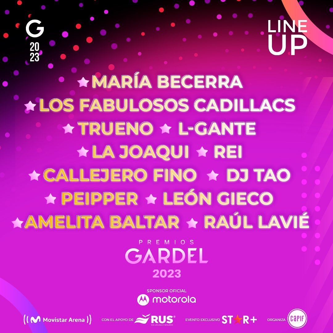 &iexcl;Este es el line up de los Premios Gardel!